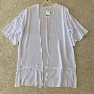 NWT Open Front White Sheer Beach Swim Cover Up